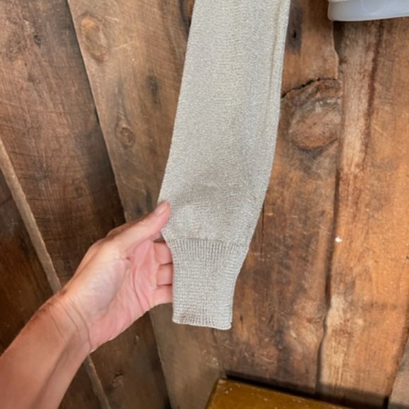 DKNY Tan/Gold Shimmer Cardigan - Size Medium - Picture 5 of 11